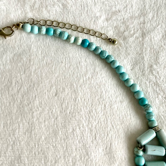 Beaded Turquoise Necklace/w Rhinestones - Picture 11 of 17